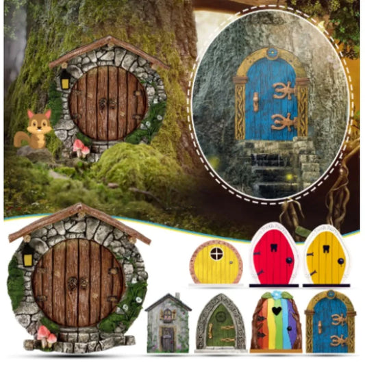 10cm Colorful Mini Fairy Gnome Door Figurine Elf Home For Yard Art